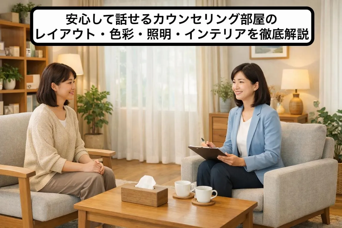 安心して話せるカウンセリング部屋のレイアウト・色彩・照明・インテリアを徹底解説